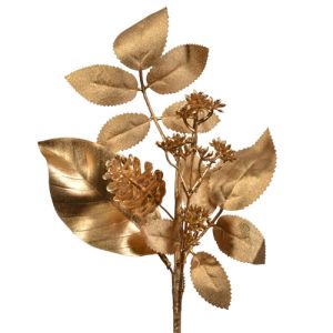 Metallic Leaf & Pine Cone Spray 16