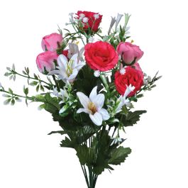 Mixed Mini Rose, Ranunculus & Lily Bush x12, 18